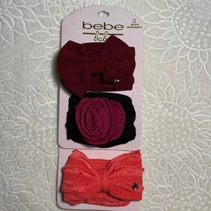 Bebe baby black burgundy wide headwraps 3pcs
